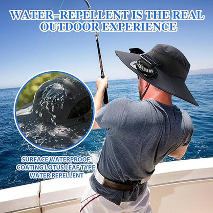 🔥Last Day Sale 49% -Wide Brim Solar Fan Outdoor Fishing Hat-Solar & USB Charging