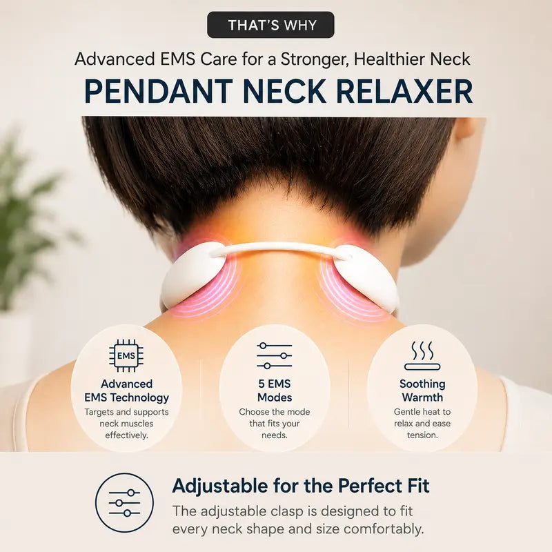 💆 Cordless Neck Massager · EMS + Heat Pendant for Neck & Body