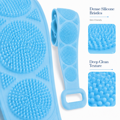 🚿 Dual Handle Silicone Back Scrub Strap | Deep Exfoliating Shower Brush