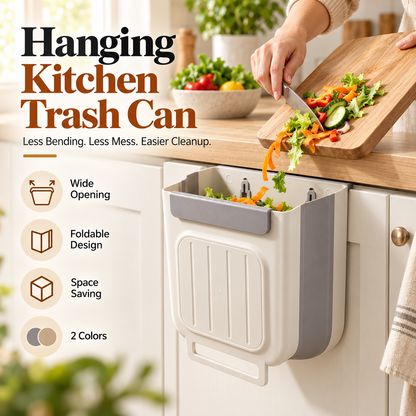 🔥 Limited-Time 49% OFF 🗑️Foldable Hanging Kitchen Trash Can | No-Bend, Space-Saving Cabinet Bin🥕