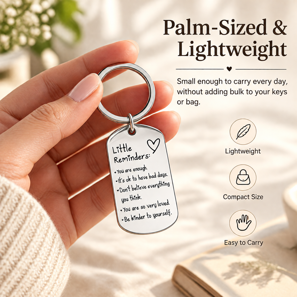 💖 Little Reminders Keychain ✨ Stainless Steel Encouragement Gift