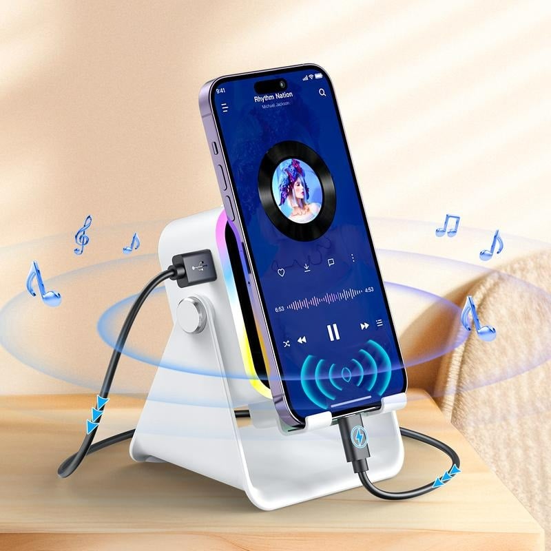 🔥Hot sale – up to 49% off🎶📱 5-in-1 Wireless Induction Audio Speaker Stand