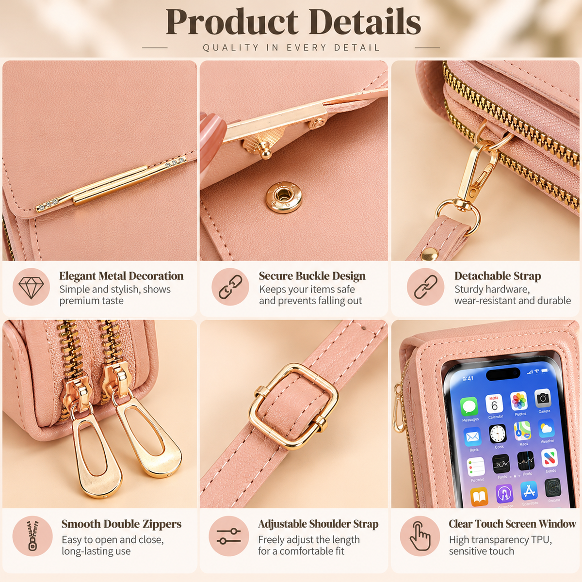 👜 Women's Touch Screen Crossbody Phone Bag · No Need to Take Out Phone 📱 — Best Gift for Her 💕