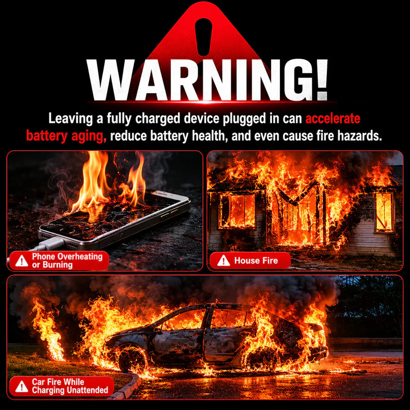 ⚡Smart Auto Stop Charging Protector🔋 - AI Auto Disconnect 140W Fast Charger-Protect Your Cell Phone and Home from Accidental Fires