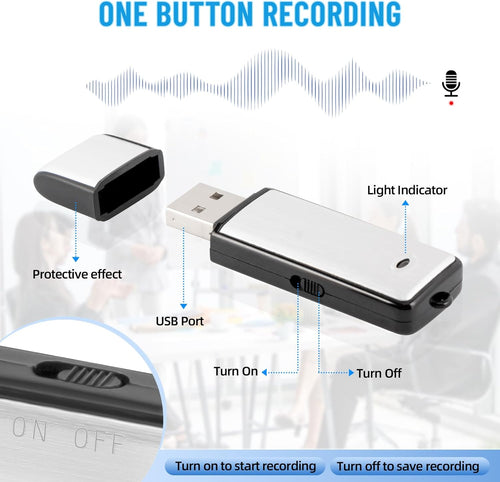 USB Flash Drive 32GB Voice Recorder 2-in-1 – Voice Activated, Smart Noise Reduction, Auto File Save