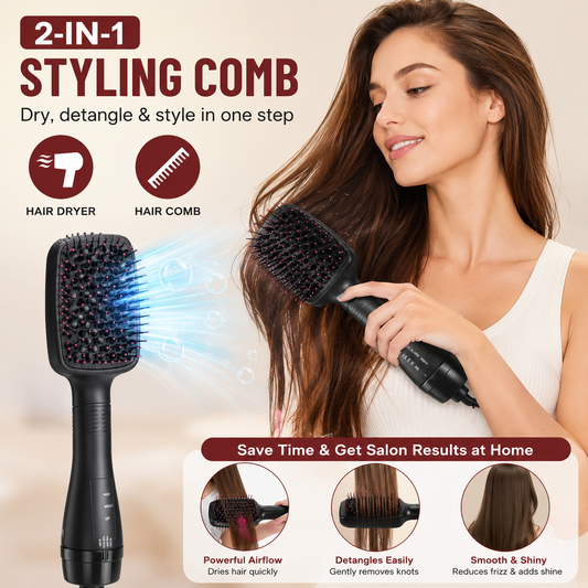 🔥LAST DAY 49% OFF-2 in 1 Comfort Comb Design Multifunctional Hair Dryer
