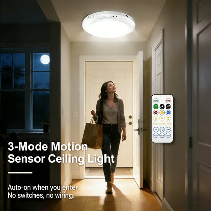 💡 3-Mode Motion Sensor Ceiling Light – Rechargeable, Magnetic, Wireless