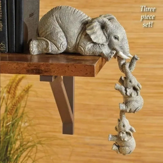 🐘💕3 Pcs/set Cute Elephant Hug Baby Resin Figurine Set Miniature Handicraft Decor