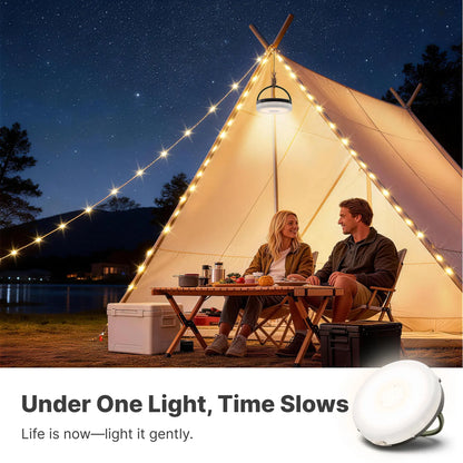 2-in-1 Retractable Solar Camping String Lights | 49Ft Waterproof Lantern