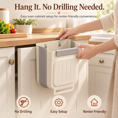 🔥 Limited-Time 49% OFF 🗑️Foldable Hanging Kitchen Trash Can | No-Bend, Space-Saving Cabinet Bin🥕