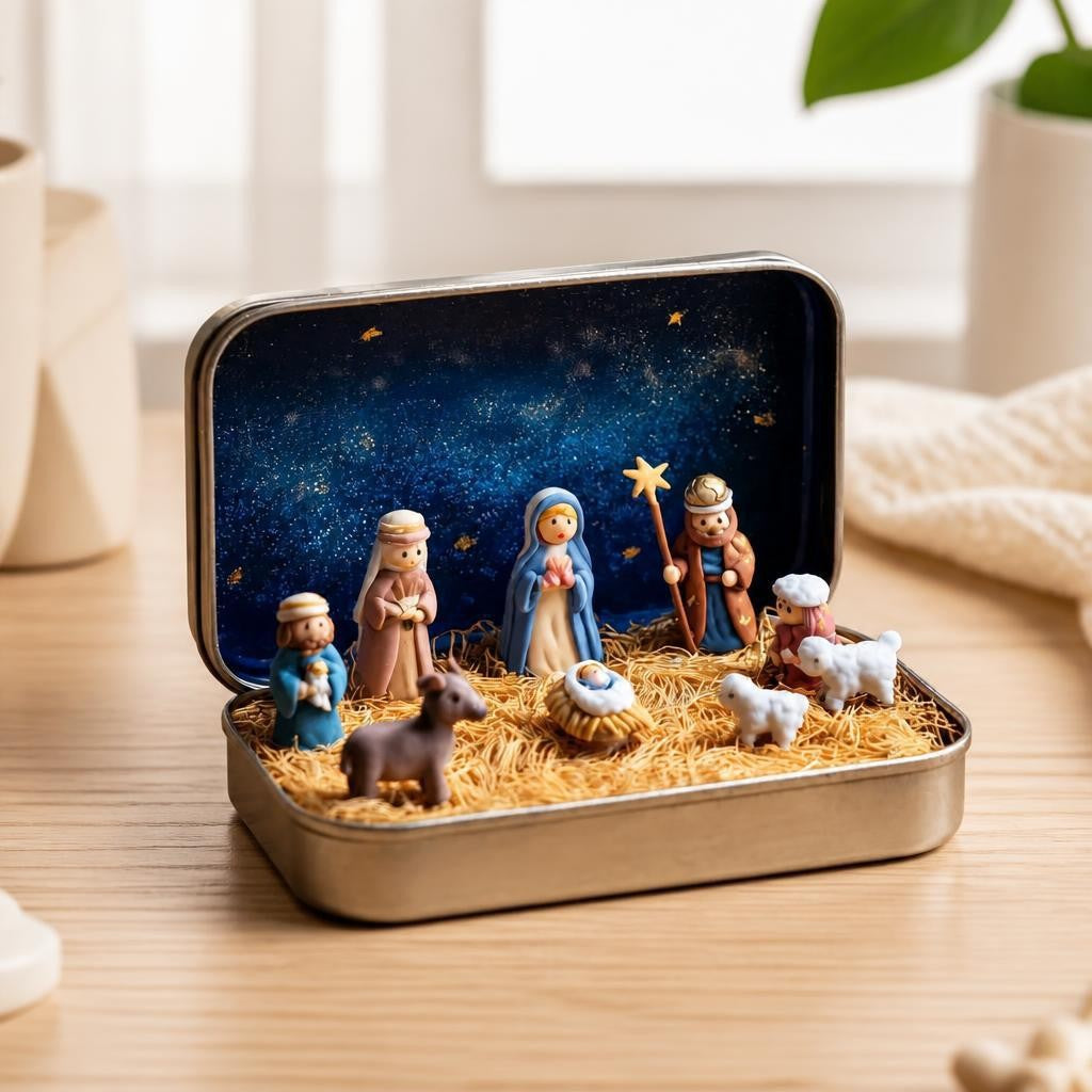 ⏳ Last Day 49% OFF –✝️Miniature Nativity Scene Set — A Little Tin, a Timeless Christmas Story🕊️