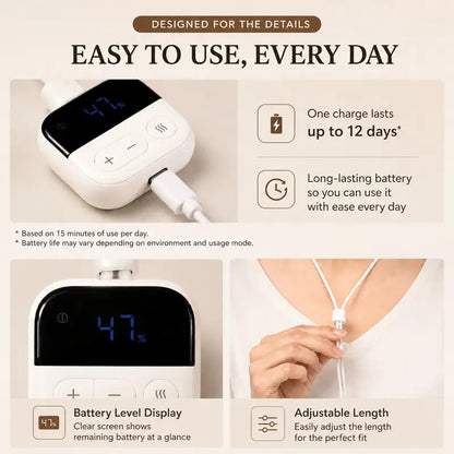 💆 Cordless Neck Massager · EMS + Heat Pendant for Neck & Body