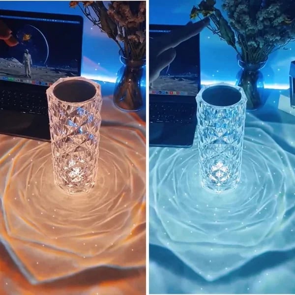 🔥Low Price Promotion💥16 Colors Rose Rays Rechargeable  Crystal Diamond Table Lamp With Touch Control