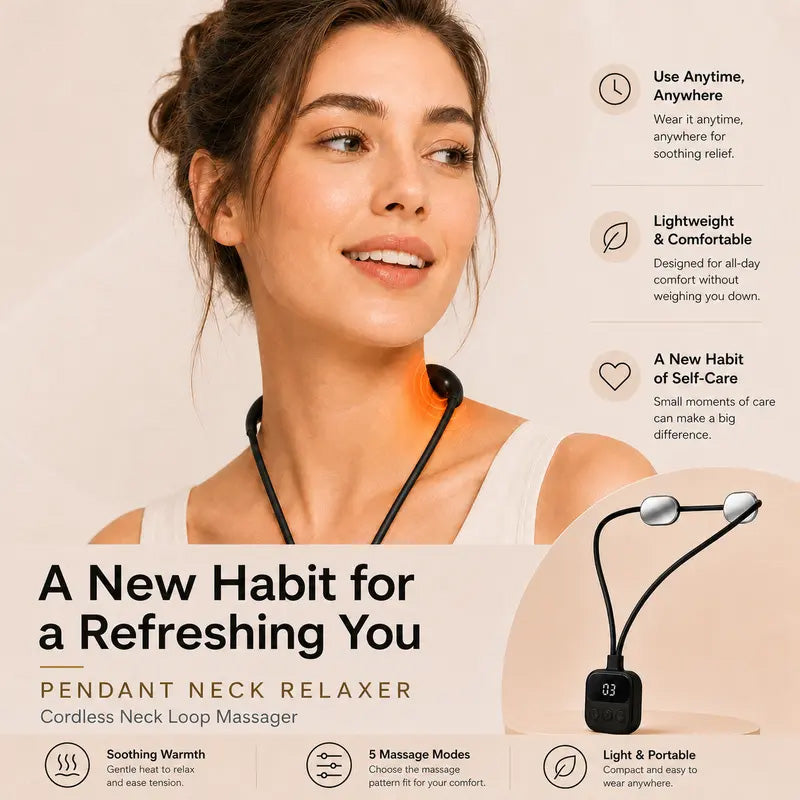 💆 Cordless Neck Massager · EMS + Heat Pendant for Neck & Body