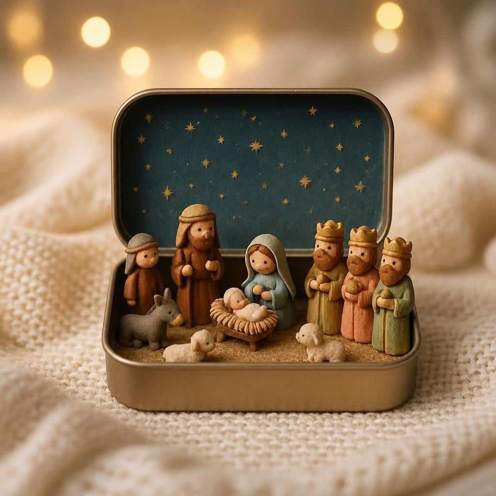 ⏳ Last Day 49% OFF –✝️Miniature Nativity Scene Set — A Little Tin, a Timeless Christmas Story🕊️