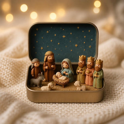 ⏳ Last Day 49% OFF –✝️Miniature Nativity Scene Set — A Little Tin, a Timeless Christmas Story🕊️