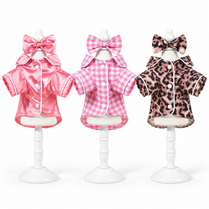 Satin-Look Dog & Cat Pajama Shirt | Cute Pet Outfit