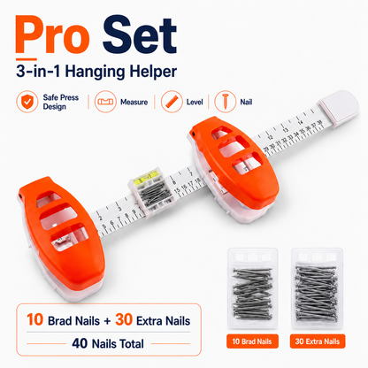 🔥 Limited-Time 49% OFF🖼️ All-in-One Picture Hanging Tool with Level & Dual Nail Positioners + 10/40 Nails