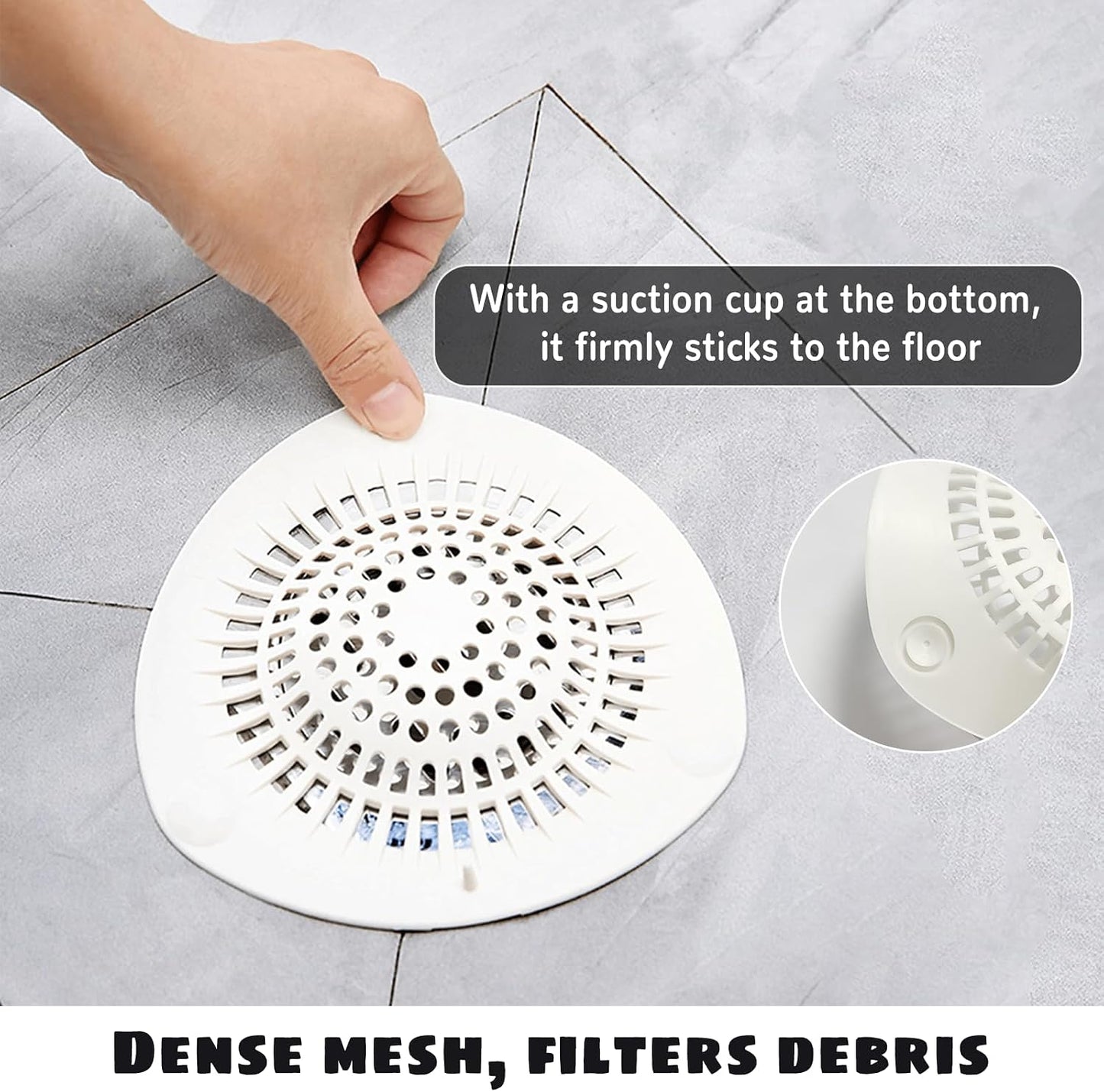 🔥LAST DAY 49% OFF🔥🚿 Convex Silicone Hair Catcher 🧼 with Suction Cups, Reusable Drain Filter