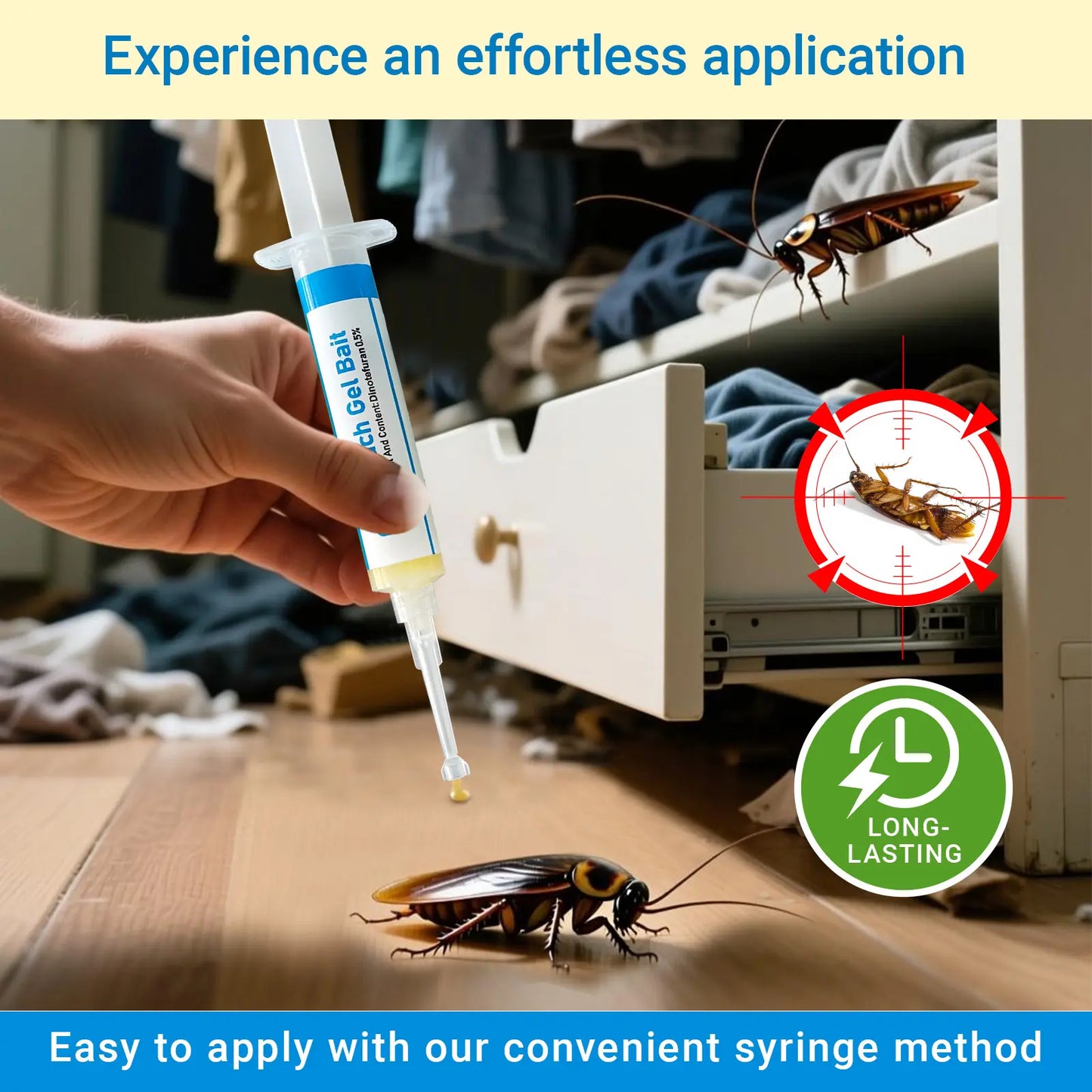 2-Pack Cockroach Gel Bait Syringes for Indoor Control