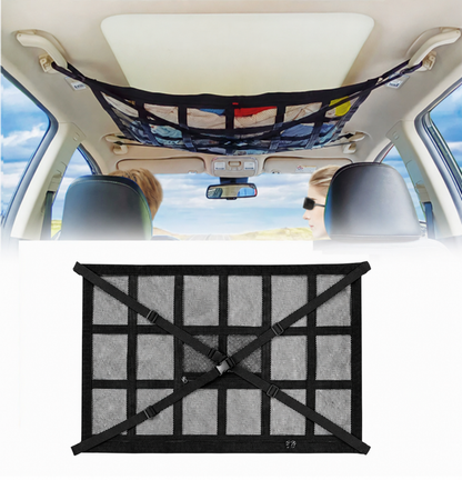 🔥 Limited-Time 49% OFF |🚙Overhead Storage Net – Double Zipper Car Ceiling Organize🏕️