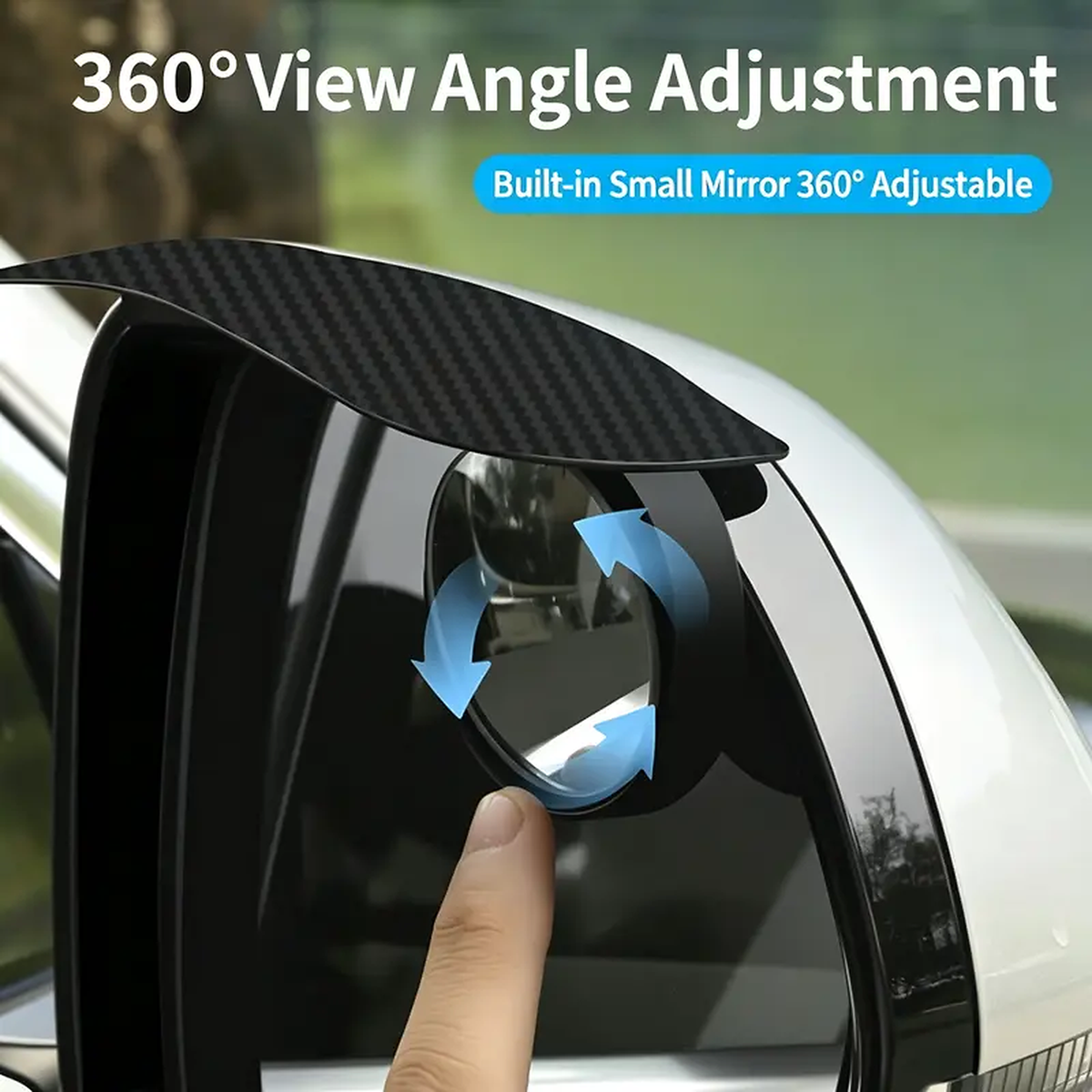 🔥 49% OFF - 🌧️ 2-in-1 Car Mirror Rain Visor + 360° Blind Spot Mirror · Clip-On Carbon Fiber Style