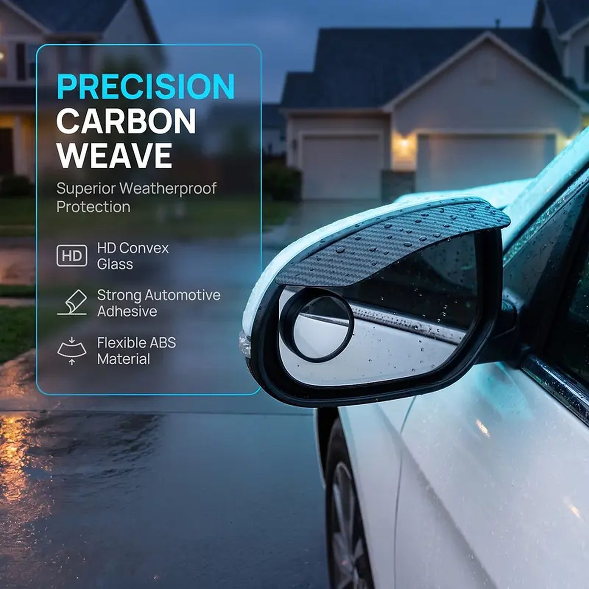 🔥 49% OFF - 🌧️ 2-in-1 Car Mirror Rain Visor + 360° Blind Spot Mirror · Clip-On Carbon Fiber Style