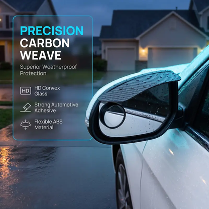 🔥 49% OFF - 🌧️ 2-in-1 Car Mirror Rain Visor + 360° Blind Spot Mirror · Clip-On Carbon Fiber Style