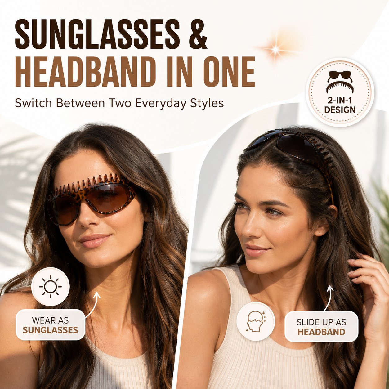 🔥Limited-Time 50% OFF🏆2-In-1 Tortoiseshell Headband Sunglasses