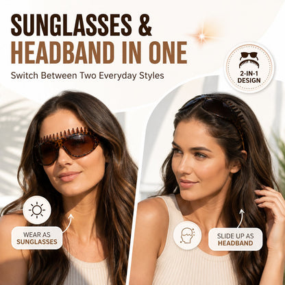 🔥Limited-Time 50% OFF🏆2-In-1 Tortoiseshell Headband Sunglasses