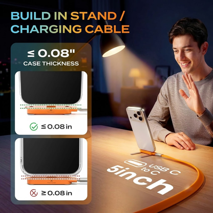 Fast-Charging Cable with Detatchable Stand | USB-C & Lightning