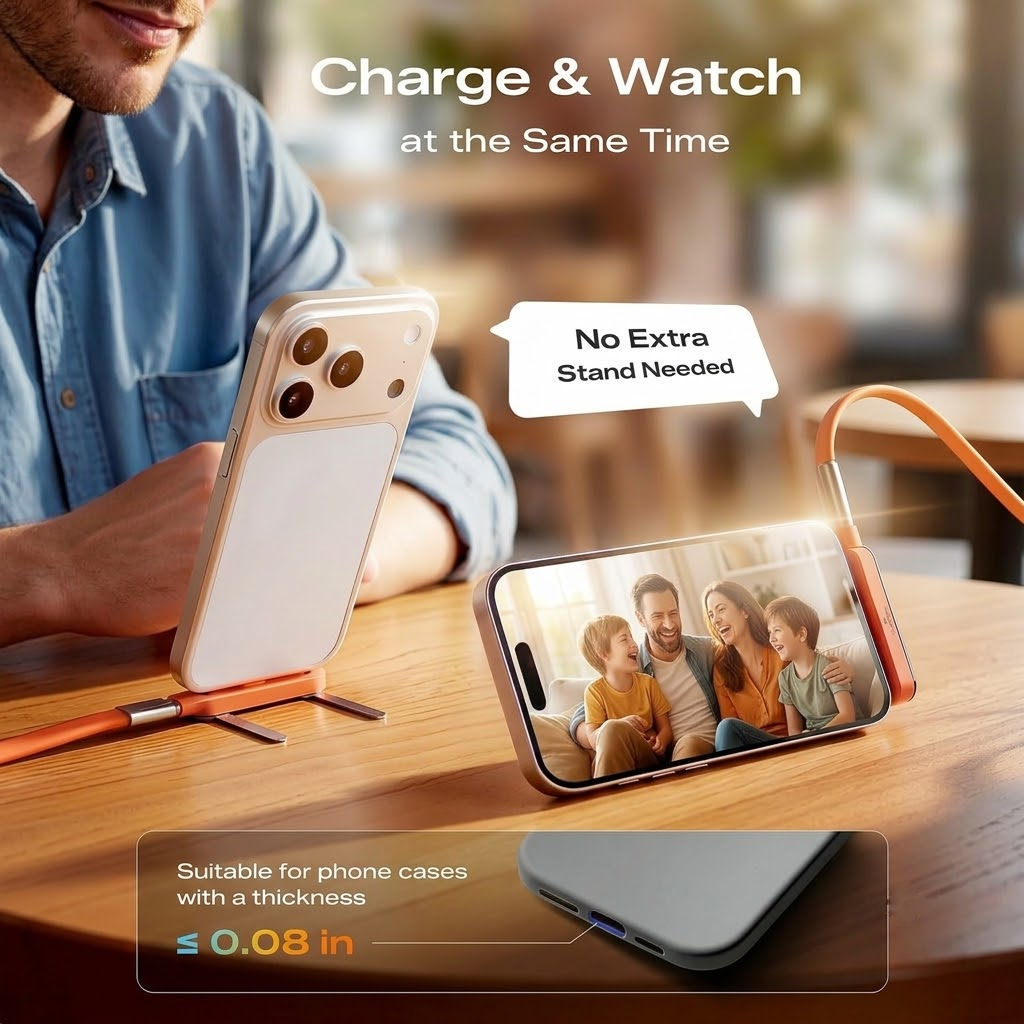 Fast-Charging Cable with Detatchable Stand | USB-C & Lightning