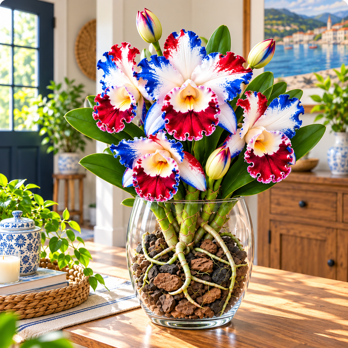 🌸Rare Ruffled Cattleya Orchid – Rooted Pseudobulbs | Spectacular Exotic Blooms💜