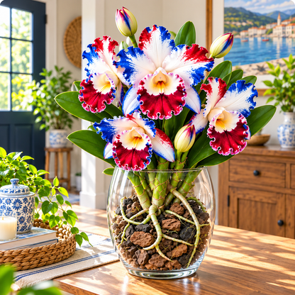 🌸Rare Ruffled Cattleya Orchid – Rooted Pseudobulbs | Spectacular Exotic Blooms💜