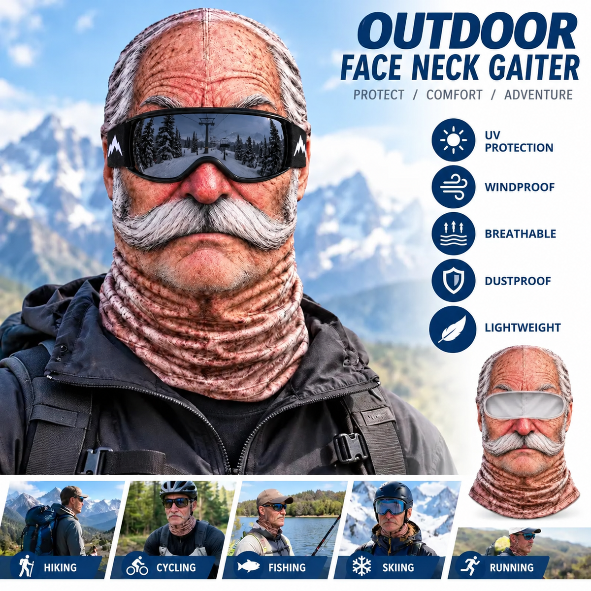 🔥 49% OFF 🤣 Funny Old Man Ski Mask | Look Old, Ski Bold! 🎿