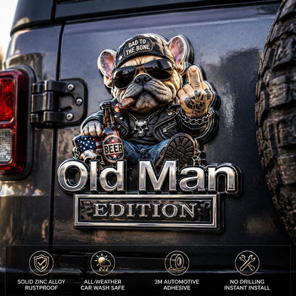 🚗Funny Old Man Edition 3D Metal Car Emblem, 3D Retro Cowboy Truck SUV Sticker Decal, Gift For Dads Bikers Truck Owners🐶