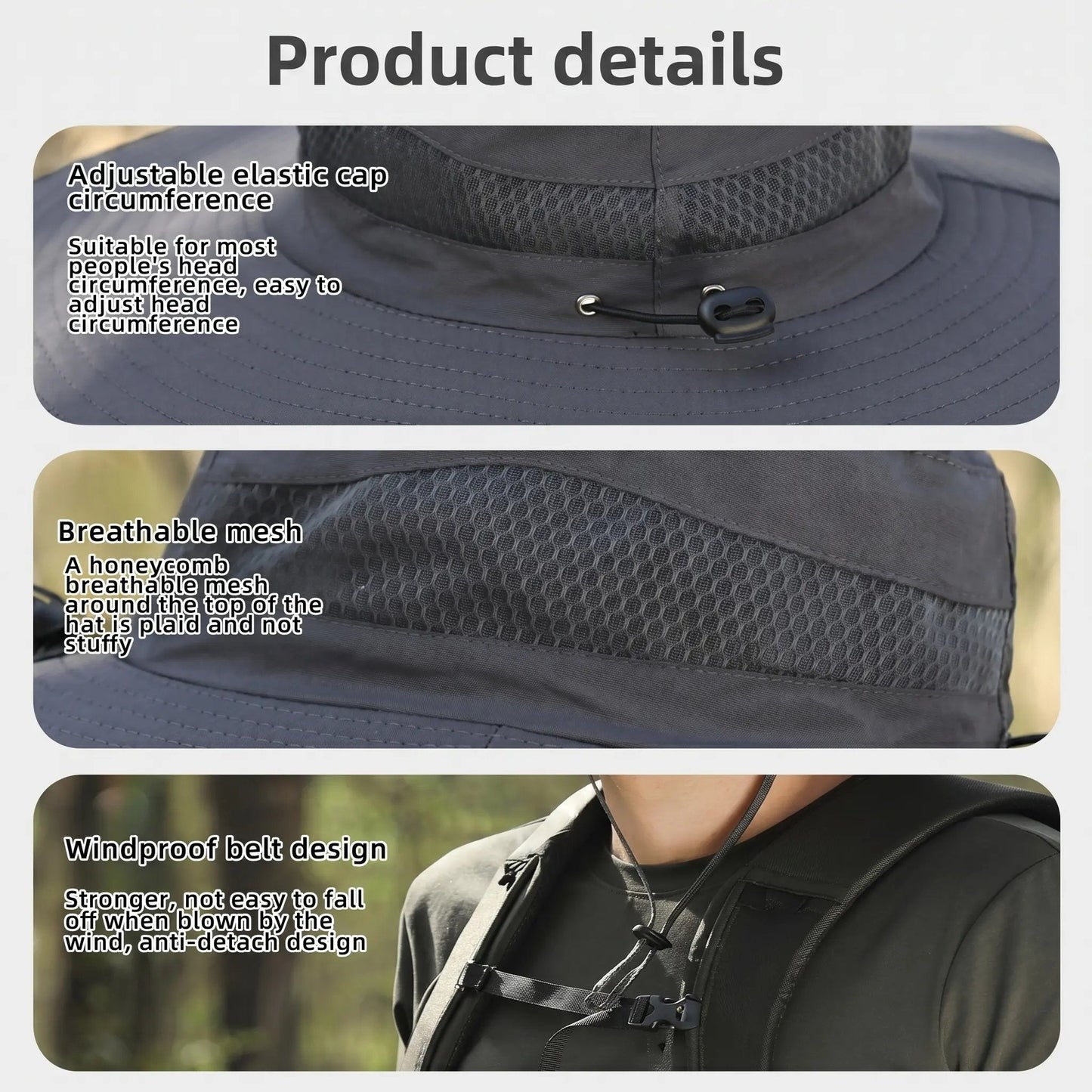 2026 New 3-Solar-Fan Cooling Hat — UPF50+ Sun Protection, Triple-Power Rechargeable, & Water-Resistant