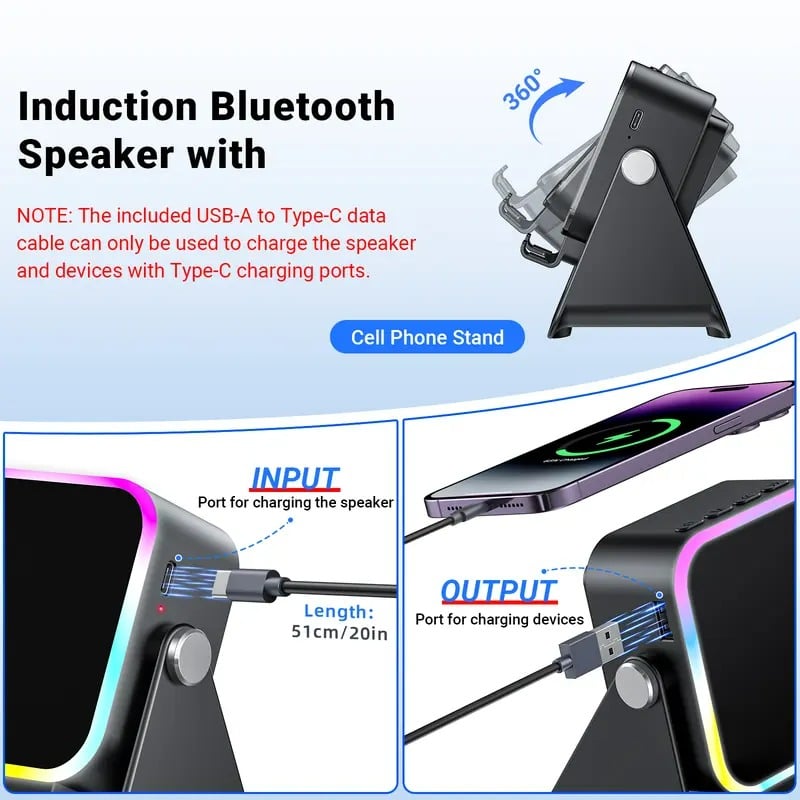 🔥Hot sale – up to 49% off🎶📱 5-in-1 Wireless Induction Audio Speaker Stand