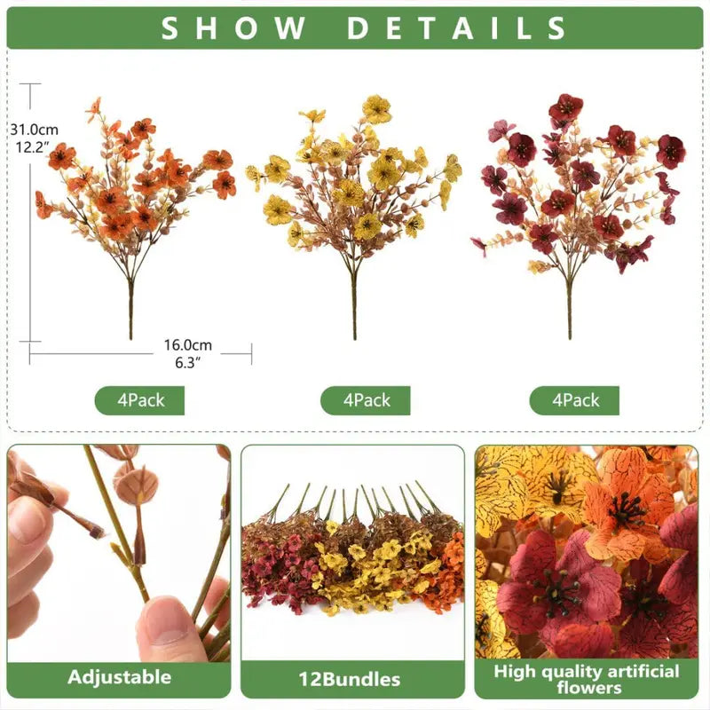 UV Resistant Colorful Fake Flower (6/12/24pcs/set)