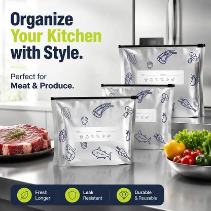 🔥 Limited-Time 49% OFF🥇 Reusable Aluminum Foil Food Storage Bags ♻️ Airtight Antibacterial Freezer Bags