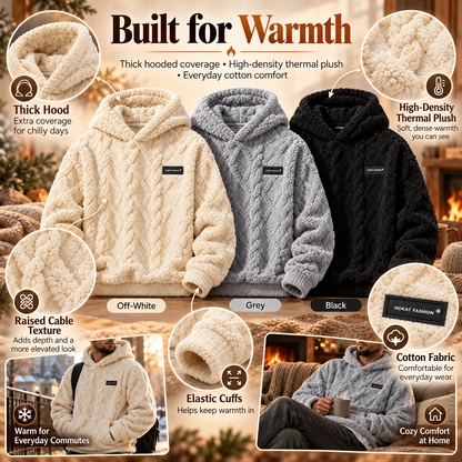 🔥Limited Time 50% OFF🔥Men's Fleece-Lined Jacquard Hooded Pullover — Warm Winter Casual Hoodie 🧥