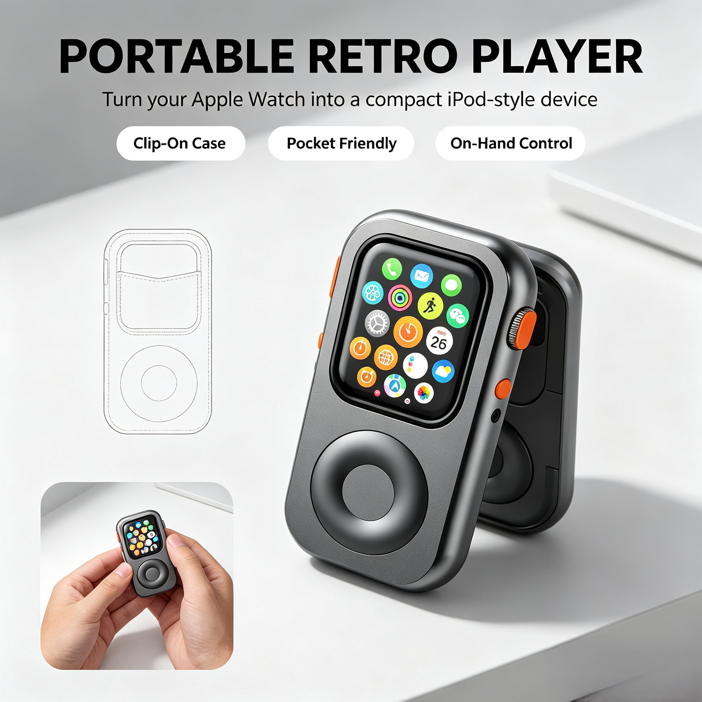 RePod Aluminum Alloy Protective Case for Watch Series The Classic iPod Reborn on Your Watch