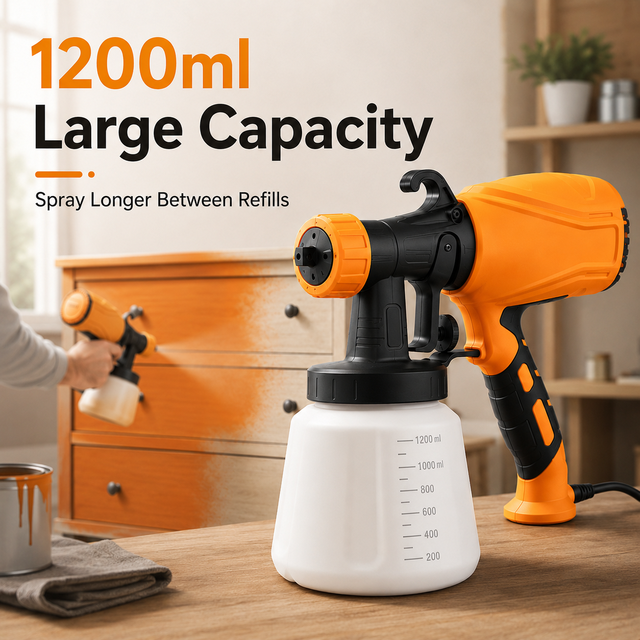 🚚 Free Shipping🎨 Fast & Even Painting! 700W Electric Paint Sprayer (1200ml) – No Brush Marks!