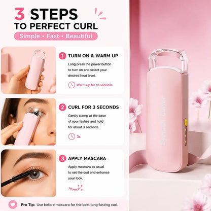 🏆75K+ SOLD!🔥 Heated Eyelash Curler – USB Rechargeable Electric Lash Lift Tool