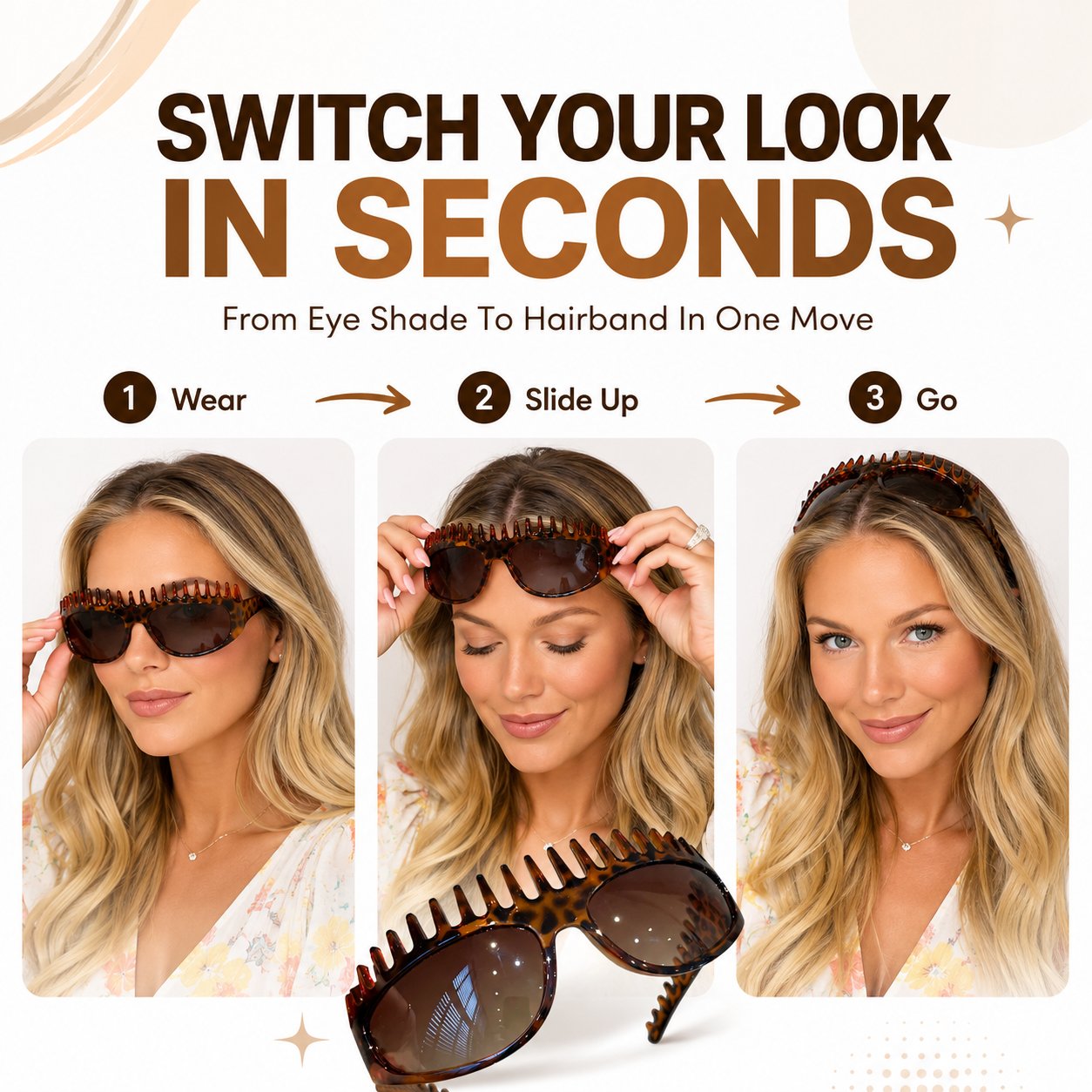 🔥Limited-Time 50% OFF🏆2-In-1 Tortoiseshell Headband Sunglasses