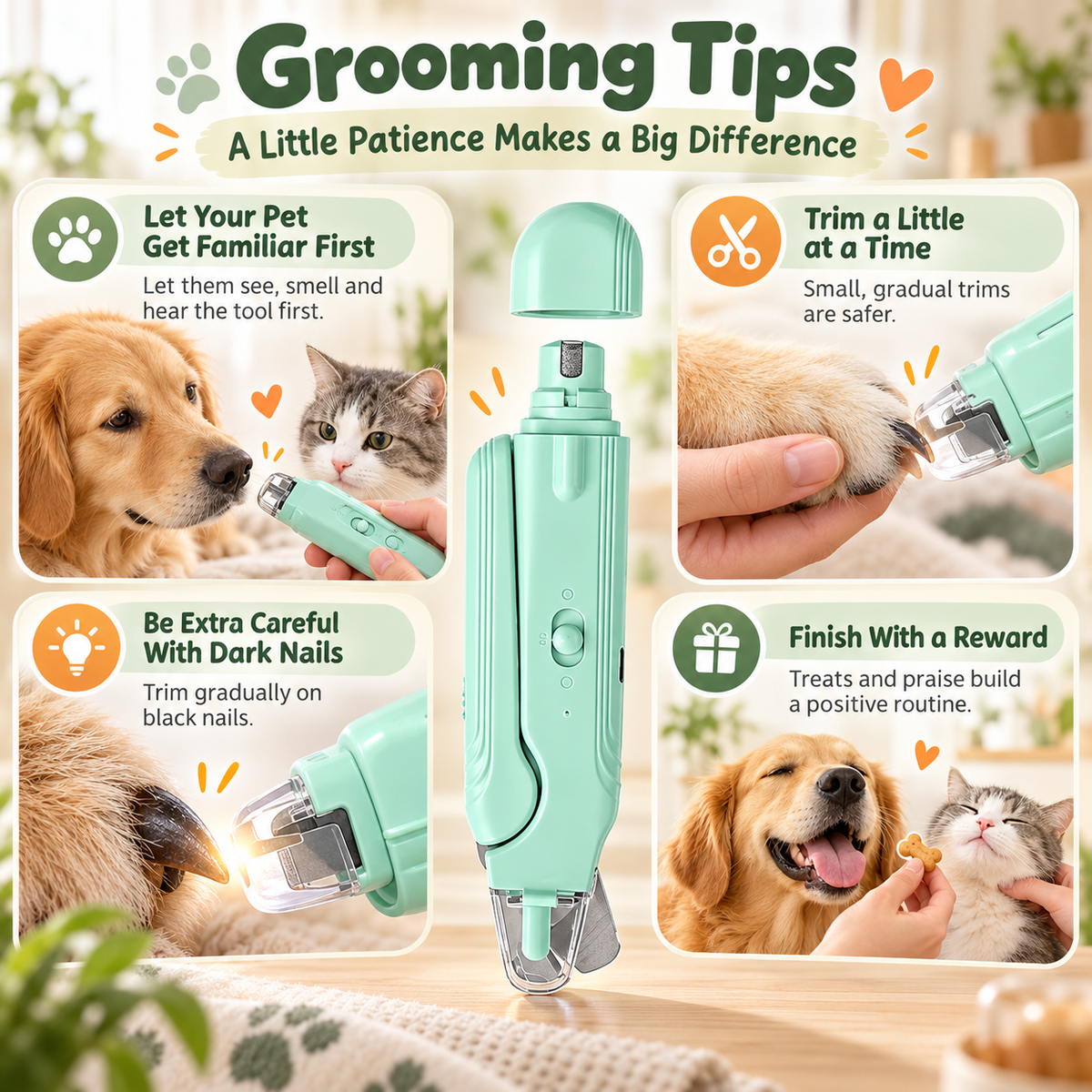 💥 LIMITED TIME 49% OFF 🐾 2-in-1 Pet Nail Clipper & Grinder ✨ LED Light, Low-Noise & Rechargeable