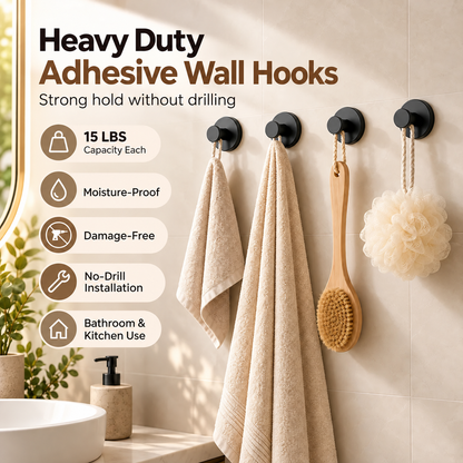 ⏰ LIMITED TIME 49% OFF 🖤 4PCS Stainless Steel Twist-Lock Suction Hooks | No-Drill Removable Wall Storage
