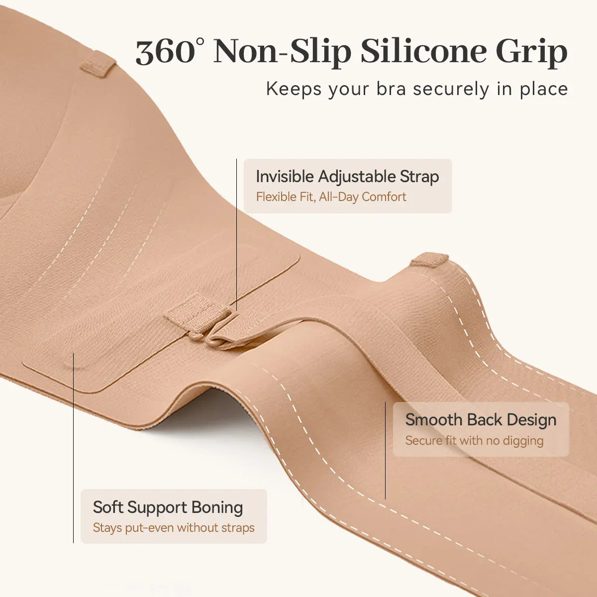 🔥 2026 HOT SALE | Non-Slip Strapless Push-Up Bra – Lift & Stay Secure