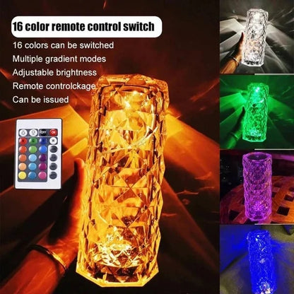 🔥Low Price Promotion💥16 Colors Rose Rays Rechargeable  Crystal Diamond Table Lamp With Touch Control