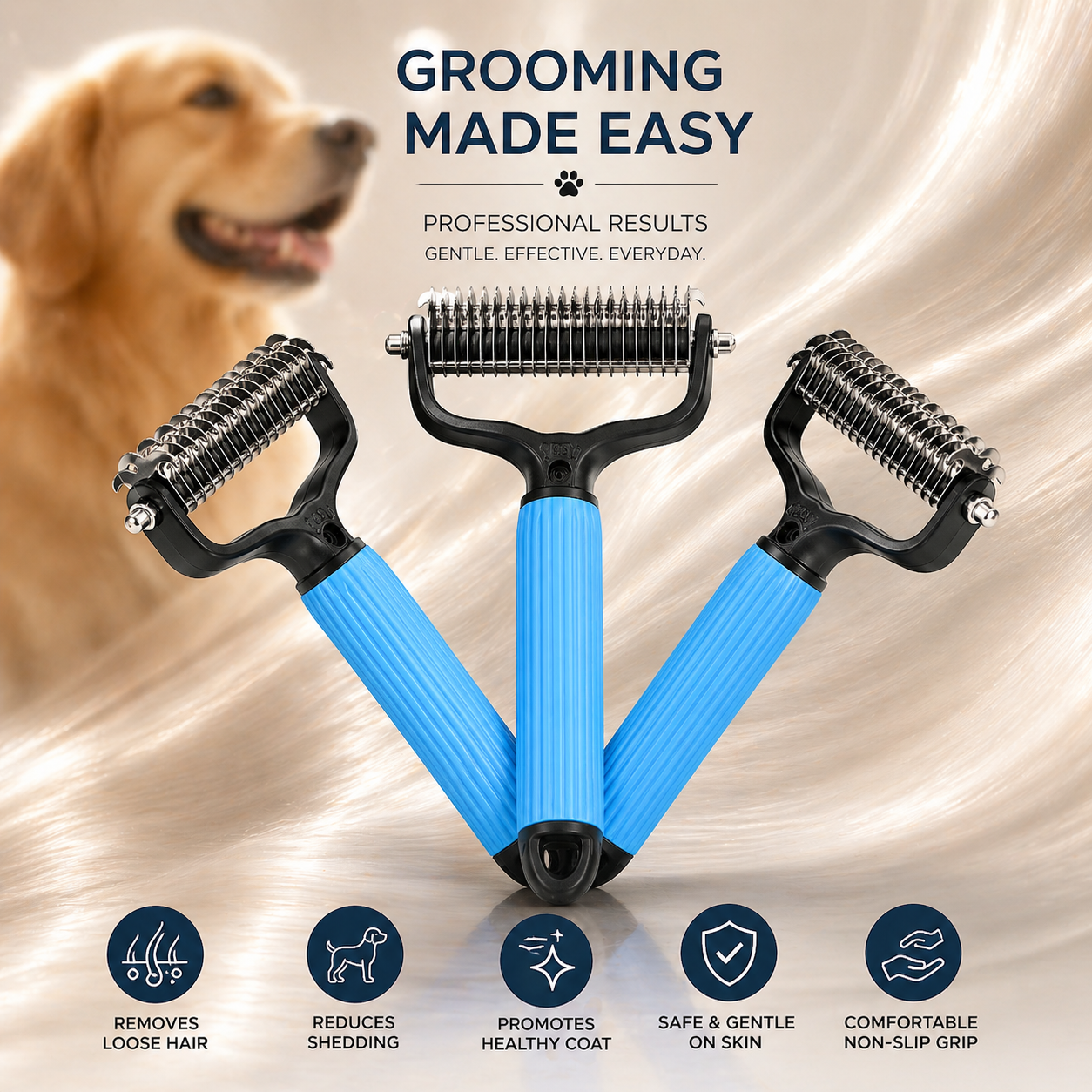 VeroGroom™ 2-in-1 Pet Undercoat Rake | Professional Double-Sided Dematting & Deshedding Tool for Dogs ✨🐕